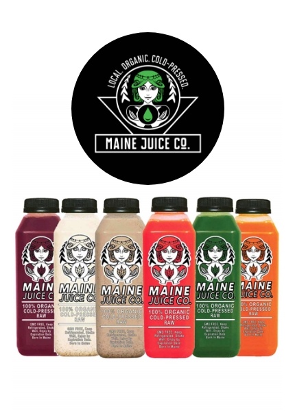 Maine Juice Logo and drinks