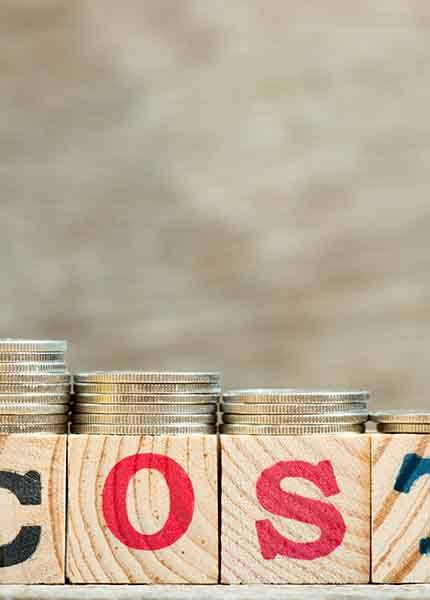 Cost written on wooden blocks