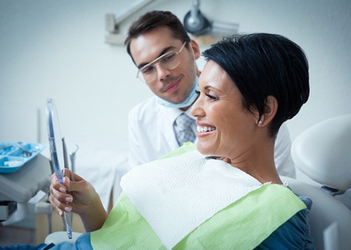 Woman with dental bridge in South Portland