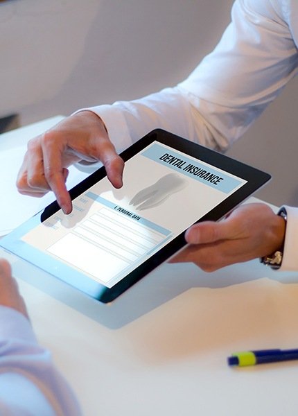 Dental insurance forms on tablet computer