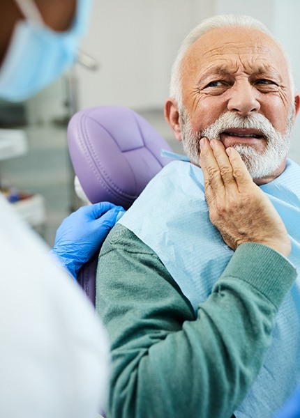 A main with a failing dental implant