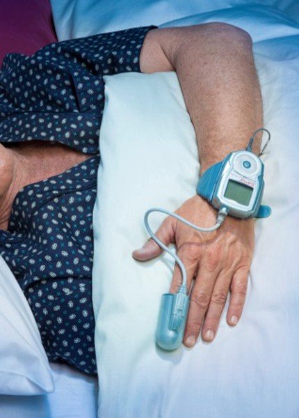 Patient using at home sleep testing system