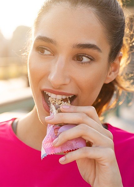 Woman eating a healthy snack