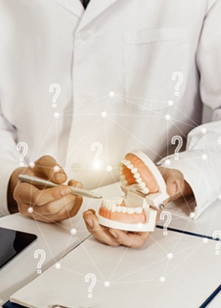 A patient asking questions about teeth whitening in South Portland
