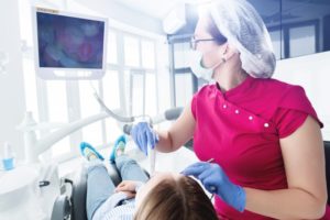 Using intraoral camera in South Portland, Maine in patient’s mouth