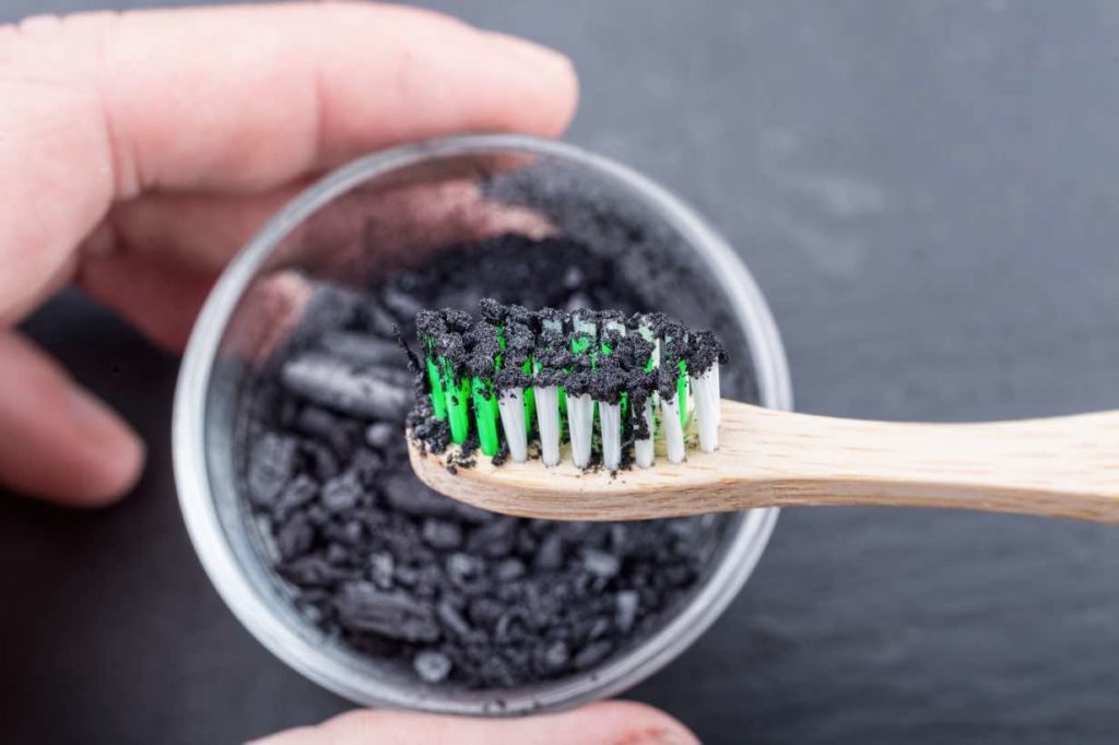 Charcoal on a toothbrush